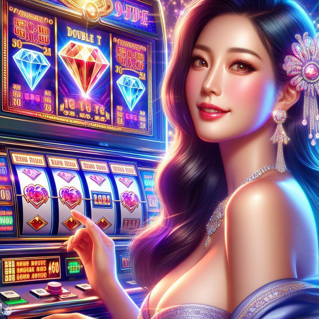 A vibrant image featuring the Double Diamond classic slot machine with its iconic symbols and shining diamonds