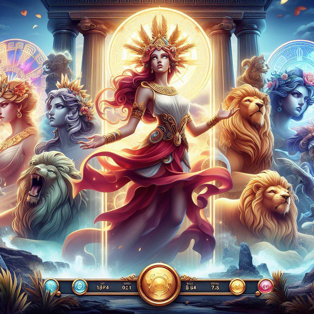 A majestic and mythical Legends of Olympus slot game set in the world of ancient Greek gods and goddesses, featuring iconic symbols and vibrant visuals.