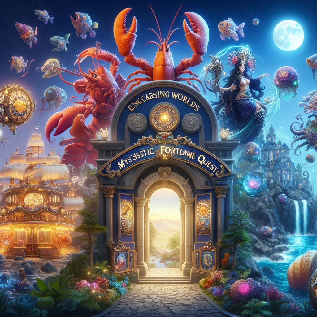An image showcasing the enchanting worlds of Lobstermania and Mystic Fortune Quest, where lobster adventures and mystical quests await.
